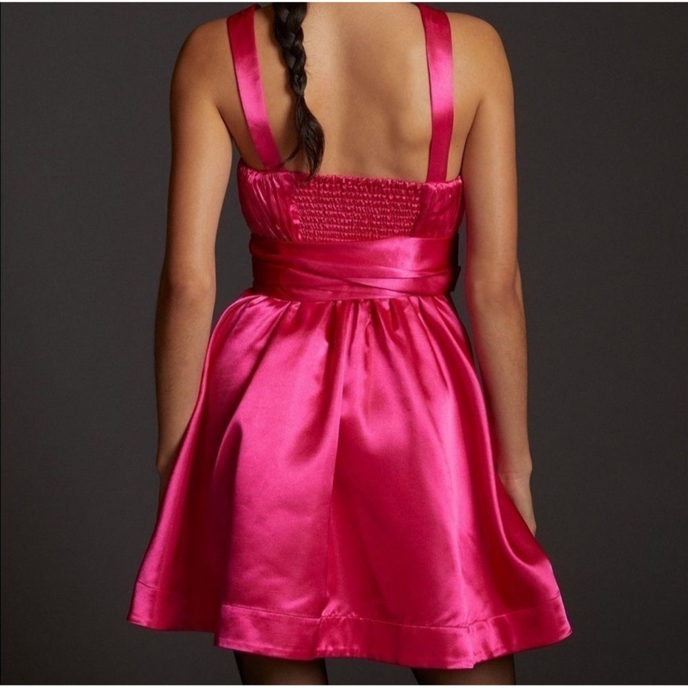 Anthropologie Bow-Tie Satin Mini Dress NWT SZ 14 - Picture 4 of 13